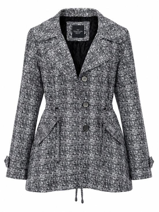 Faded Glory Jackets & Blazers - Faded Glory Women's L Black White Print Belted Lightweight Trench Coat Jacket
